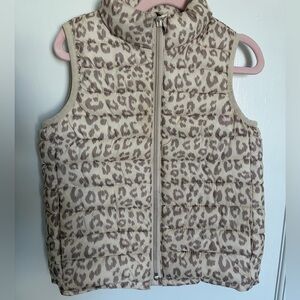 Girls spring leopard print puffer vest - Size 4 - GAP